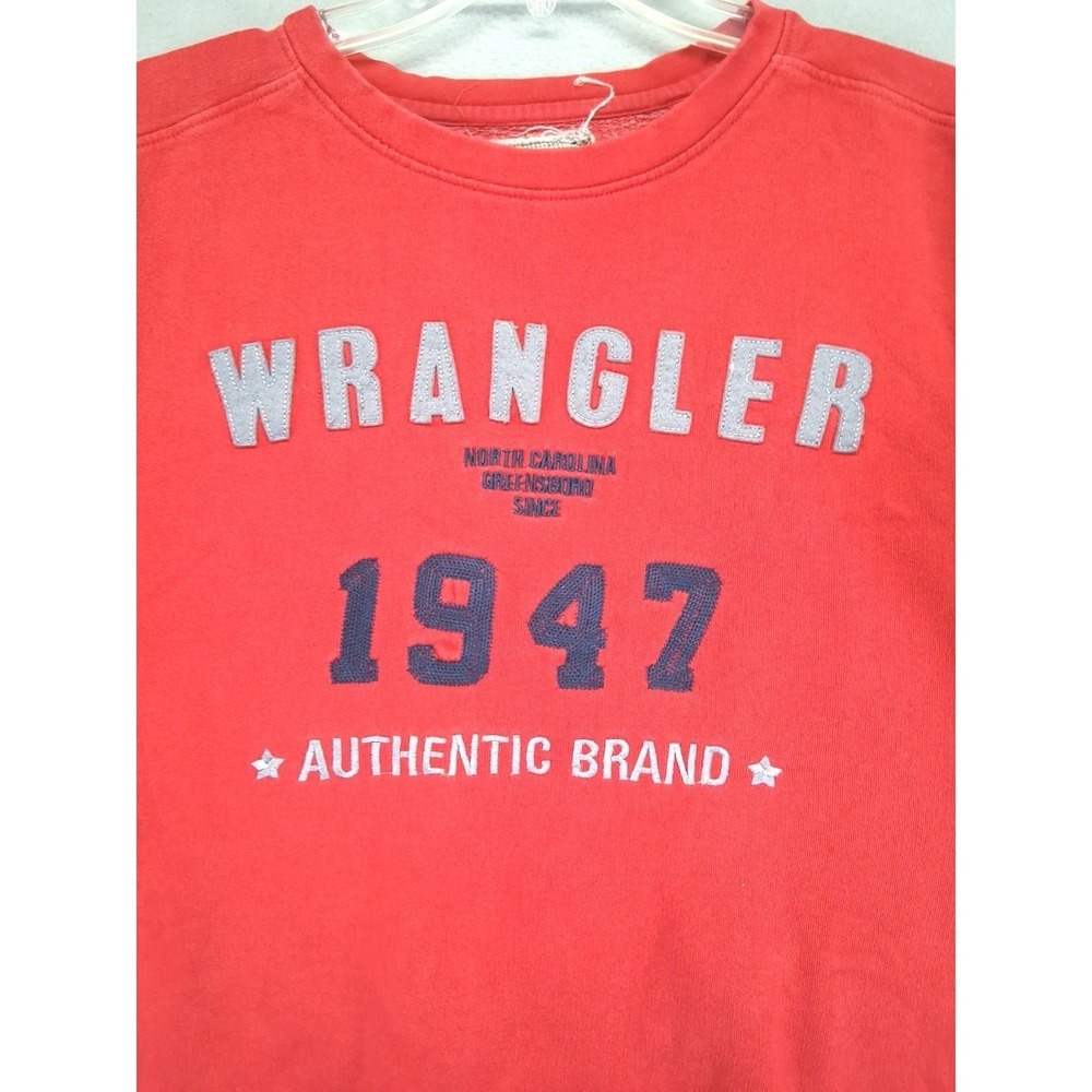 Wrangler Authentic Brand Sweatshirt Mens XL Red Graphic Crewneck 1947 Greensboro